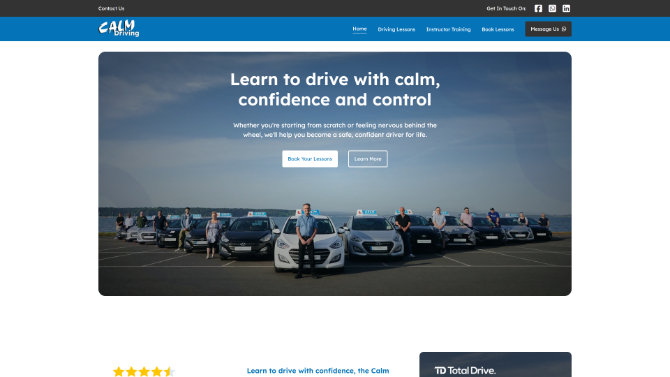 Calm Driving School Website redesign and build by Dark Raven