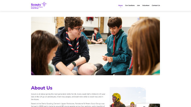 Parkstone St Peters Scout Group Website redesign and build by Dark Raven